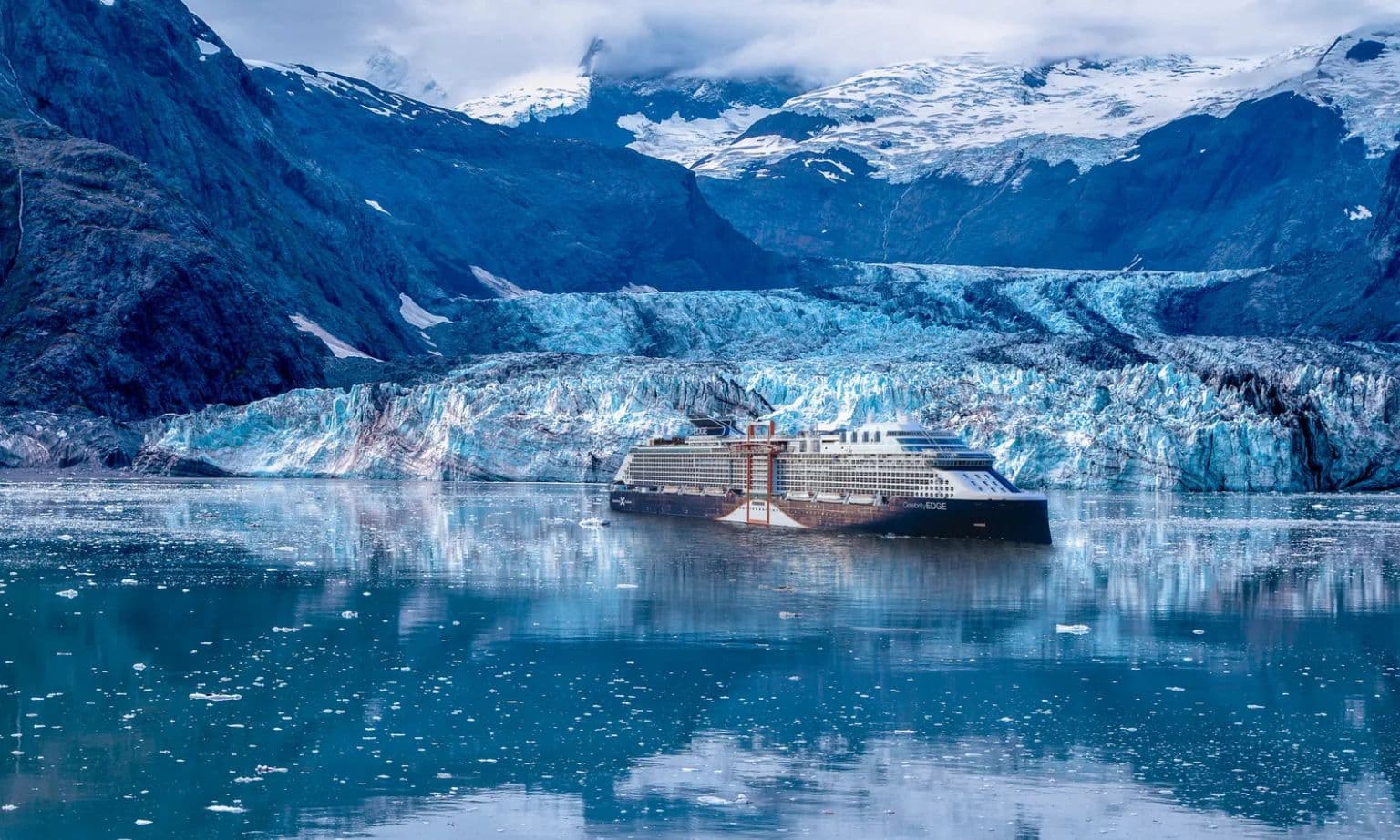 celebrity ship sails through alaska