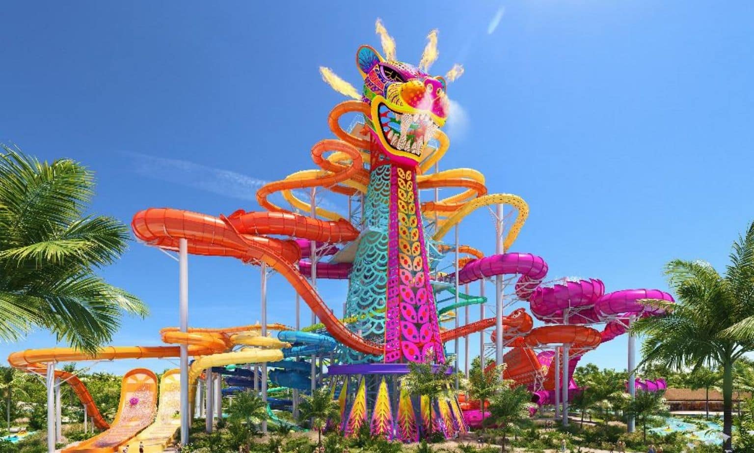 An artists rendering of waterslides on the water park that mexico has blocked royal caribbean perfect day resort