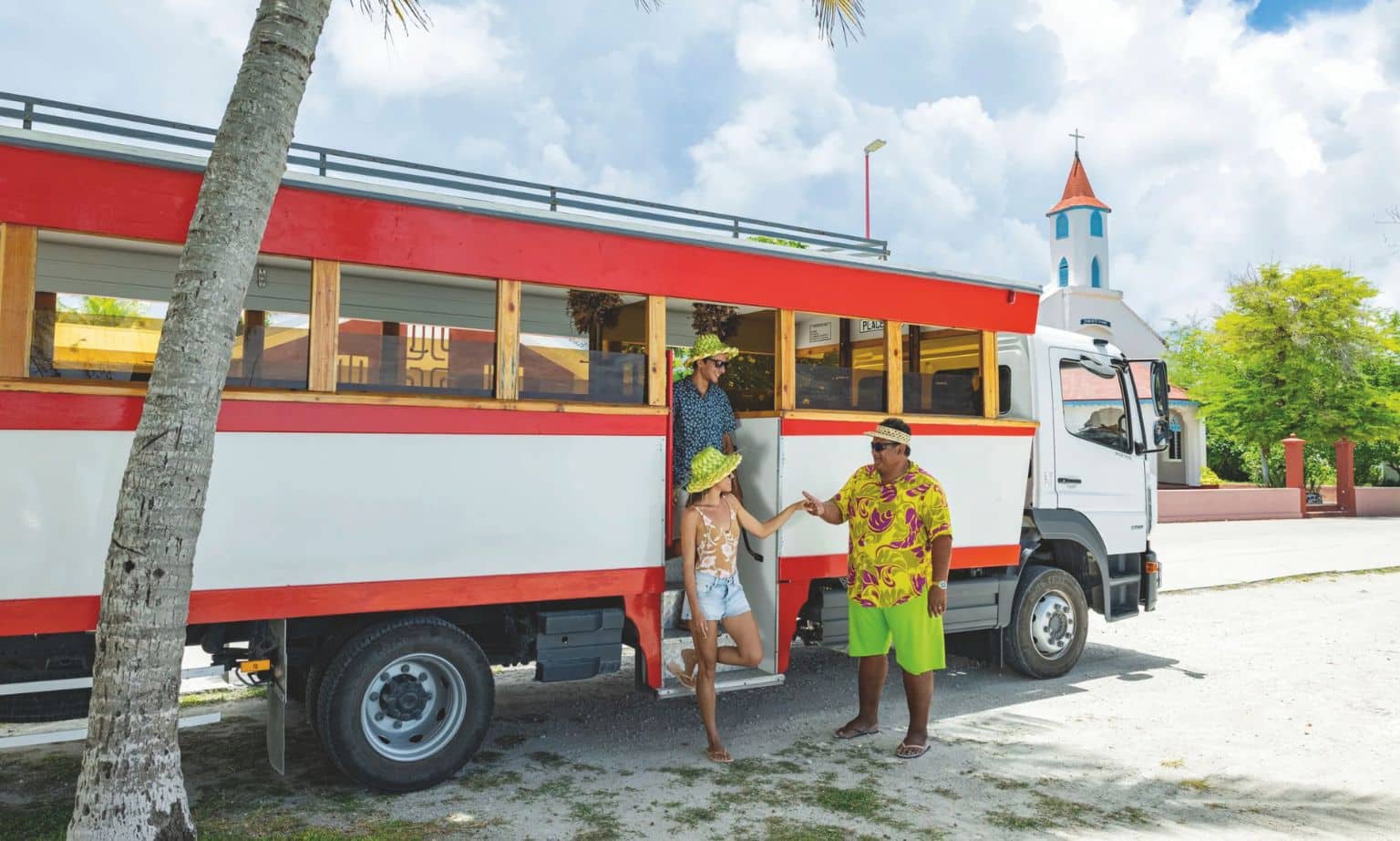 The colourful Le Truck bus in Tahiti