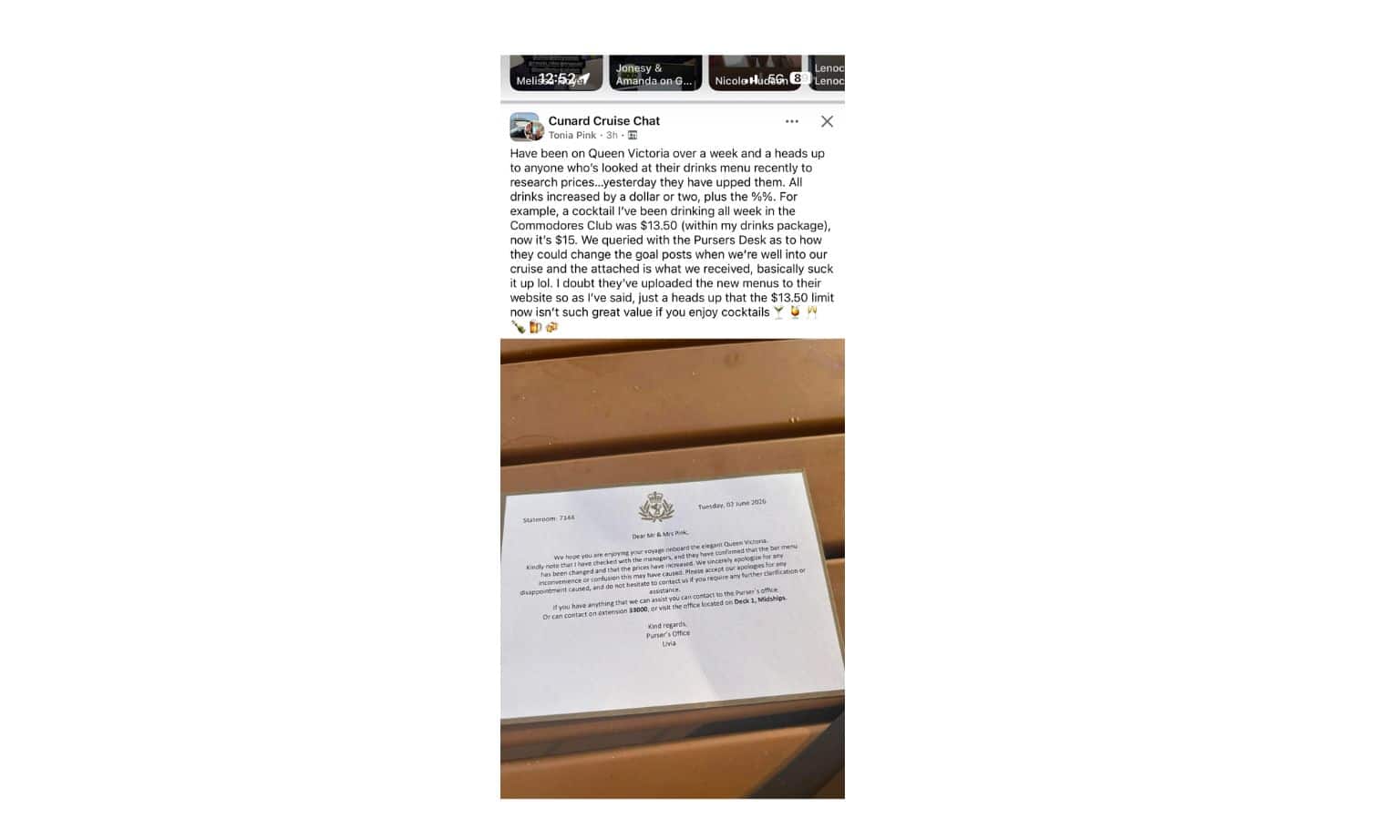 Cunard social post