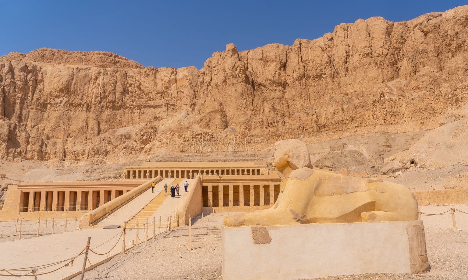 Sculpture at the Mortuary Temple of Hatshepsut in Luxor, Egypt