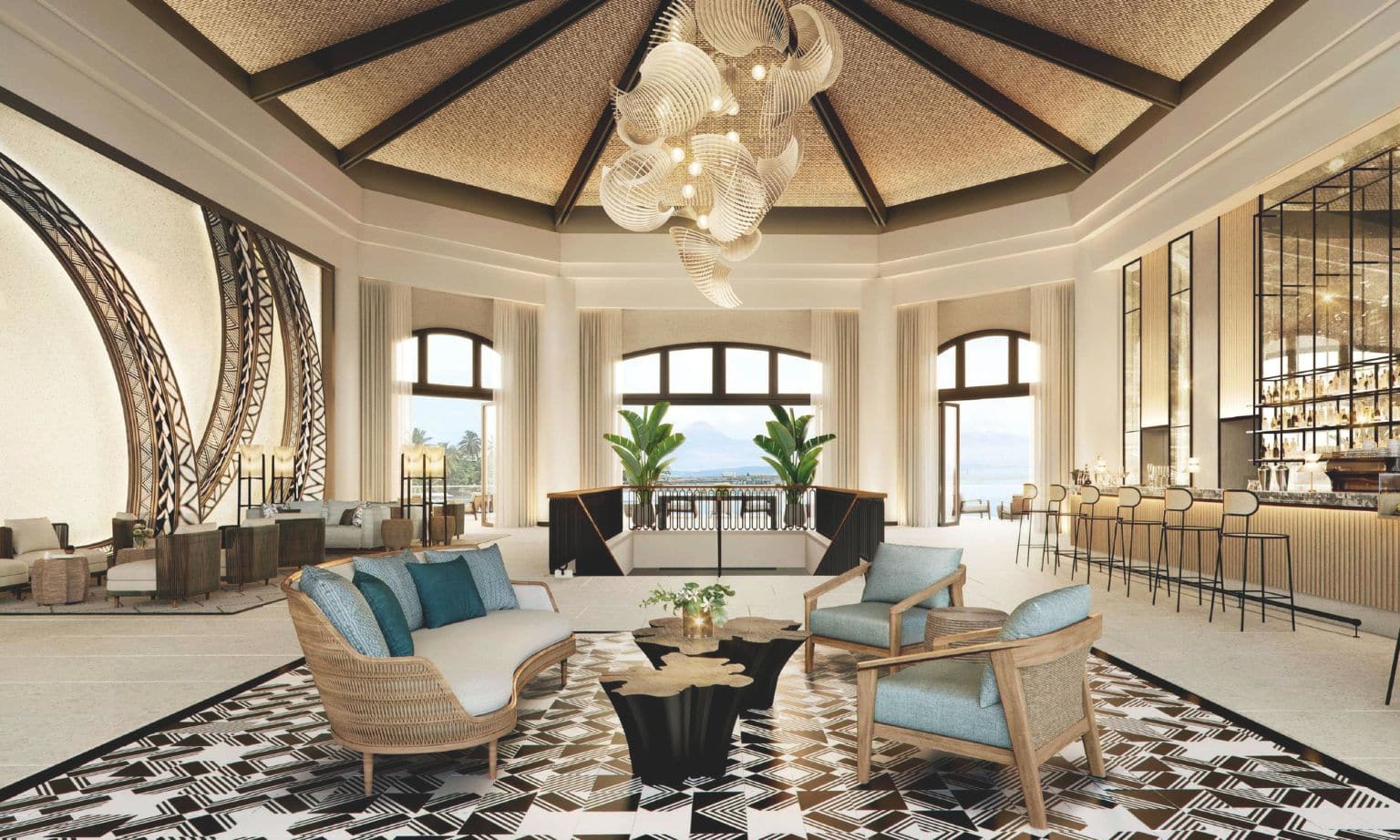 The lobby of the Hilton Hotel Tahiti The lobby of the Hilton Hotel Tahiti