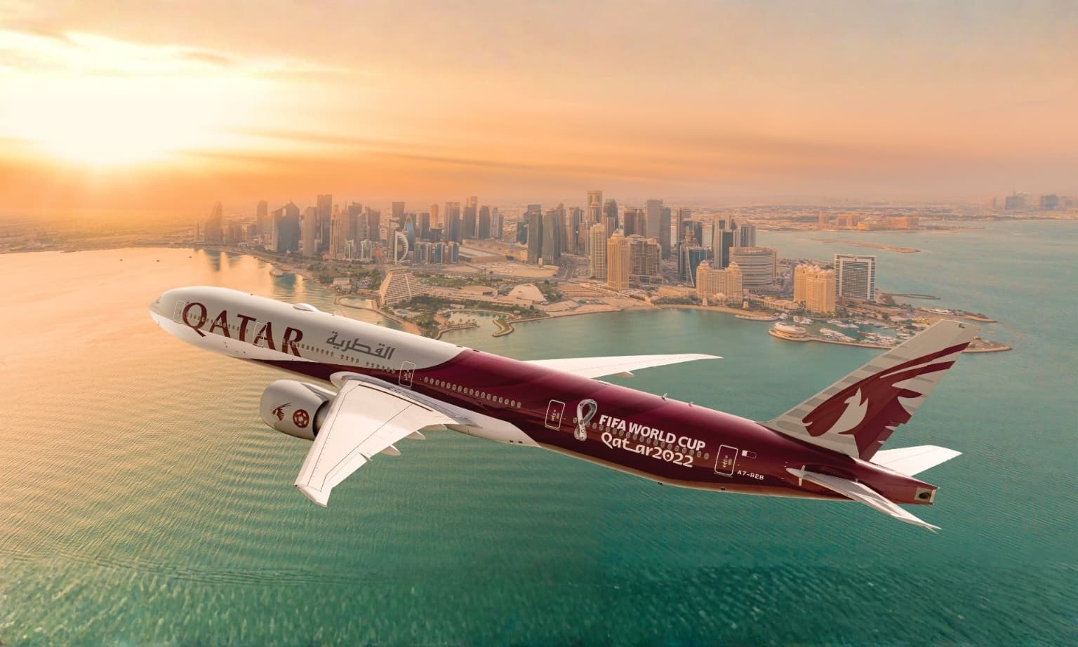 Qatar FIFA Cup branded plane